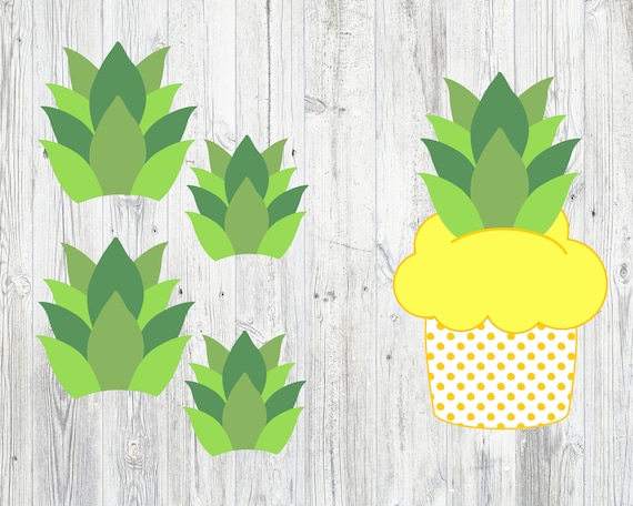 PRINTABLE Pineapple Tops Cupcake Toppers. Cupcake Toppers for Luau ...