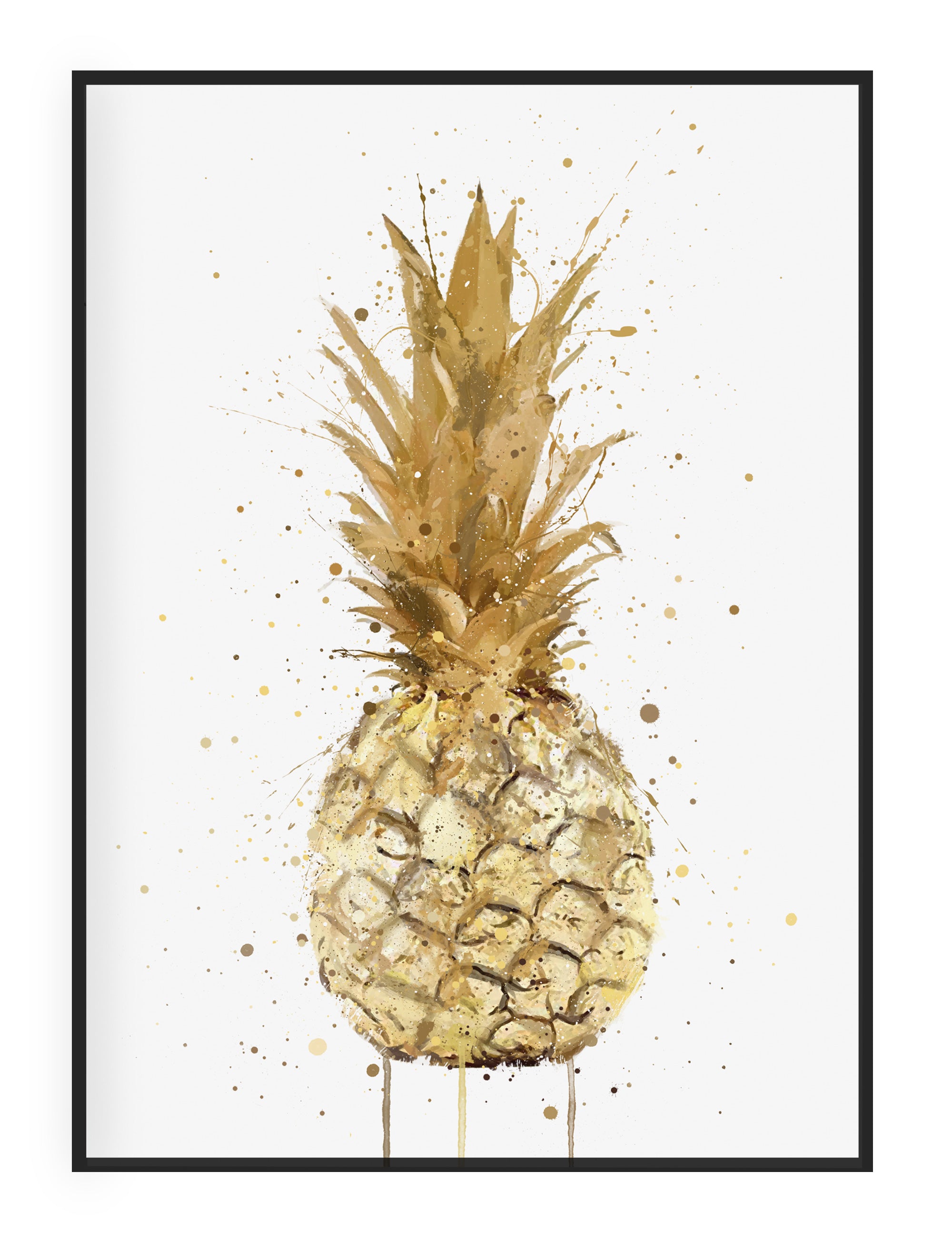 Amazon.com: LevvArts Pineapple Wall Art Pink and Golden Painting ...