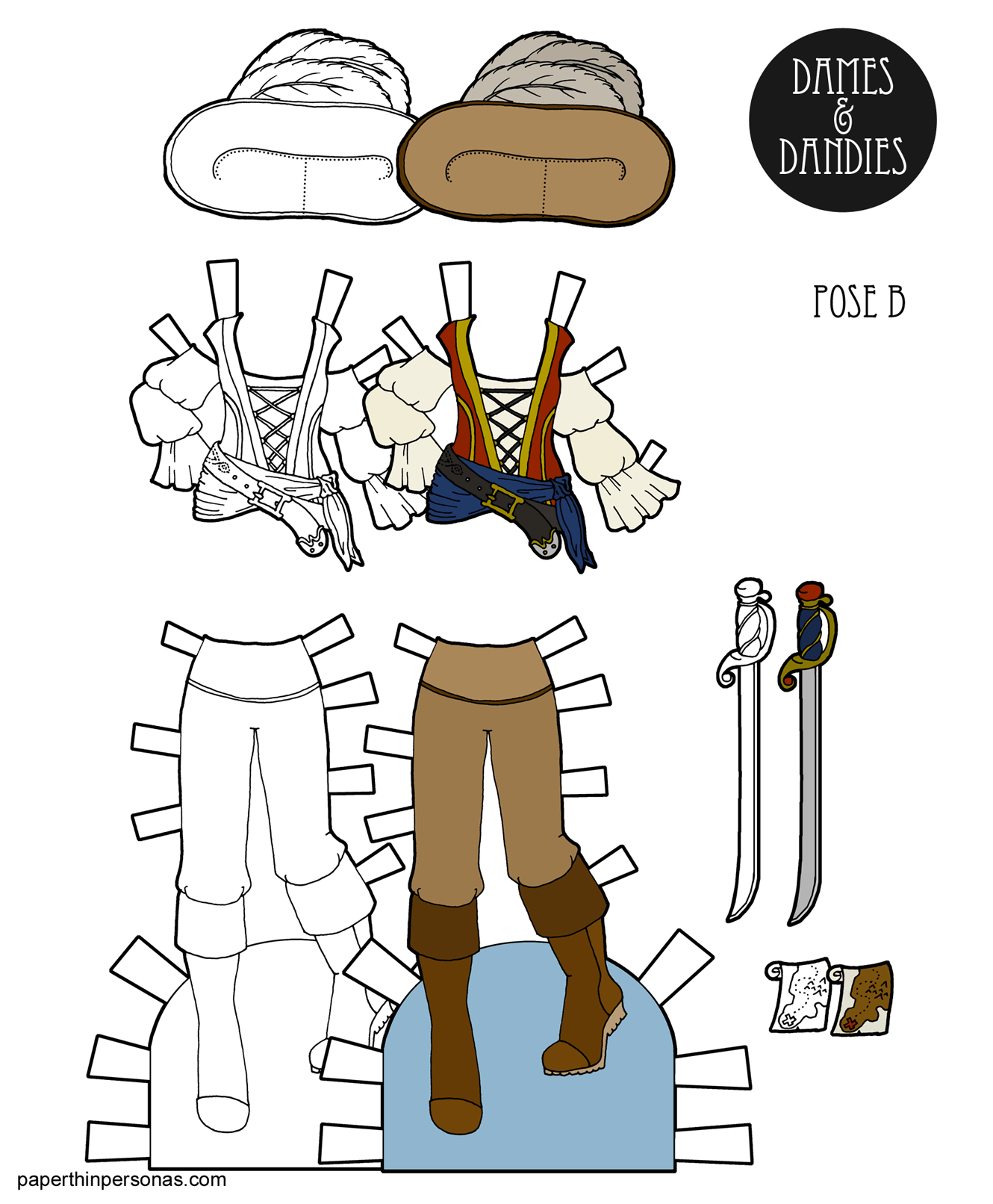 printable pirate paper dolls