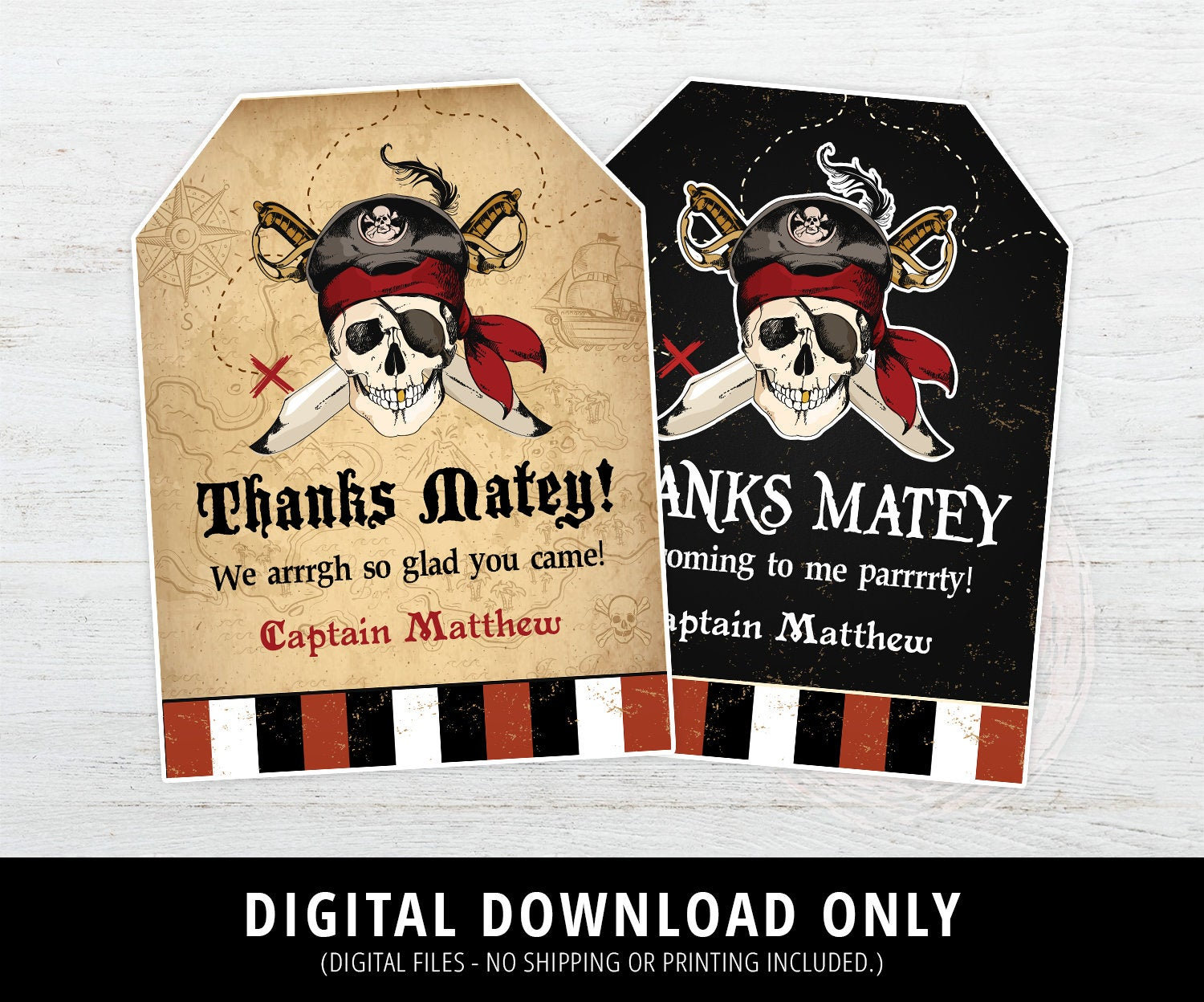printable pirate thank you tags