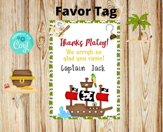 printable pirate thank you tags