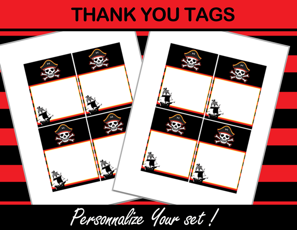 printable pirate thank you tags