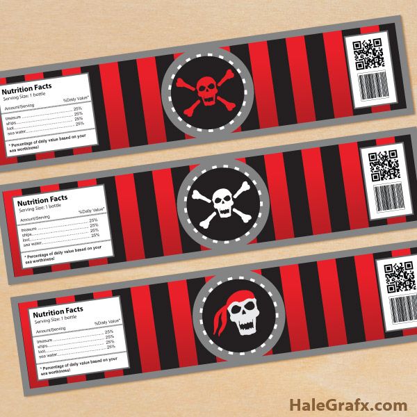 printable pirate water bottle labels