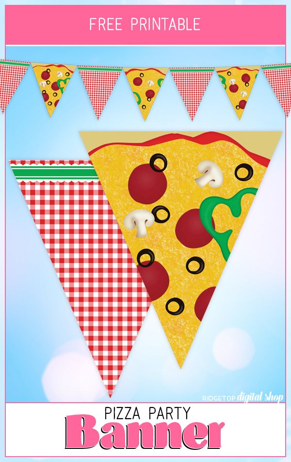 Pizza Party Banner Free Printable • Ridgetop Digital Shop