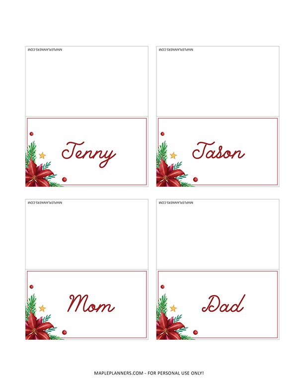 printable place cards for christmas