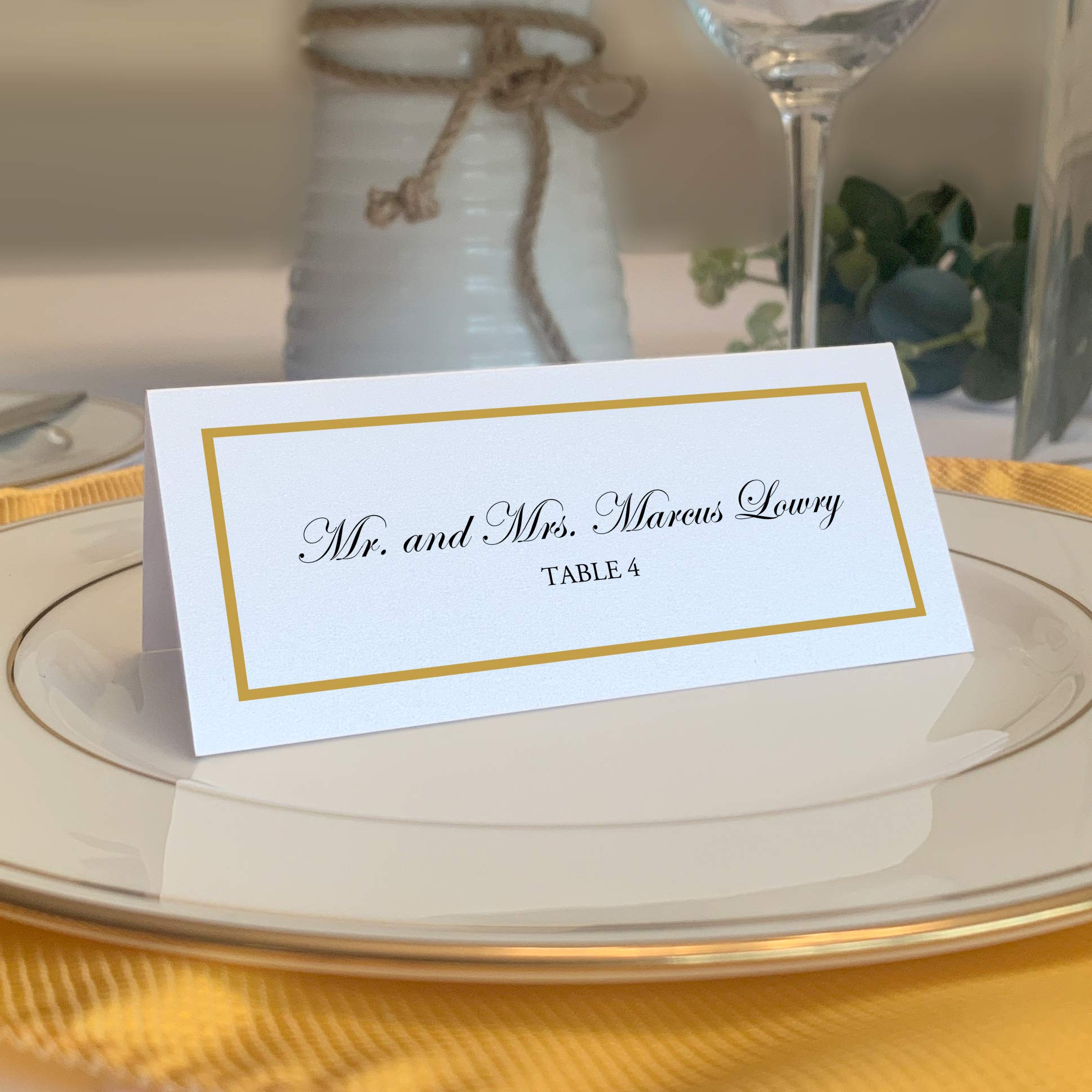 Amazon.com: Single Line Border Printable Place Cards, Gold (Choose ...