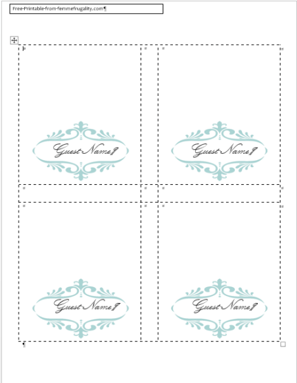 JAMs Place Cards White - 3 3/4 x 1 3/4 Inch | Printable