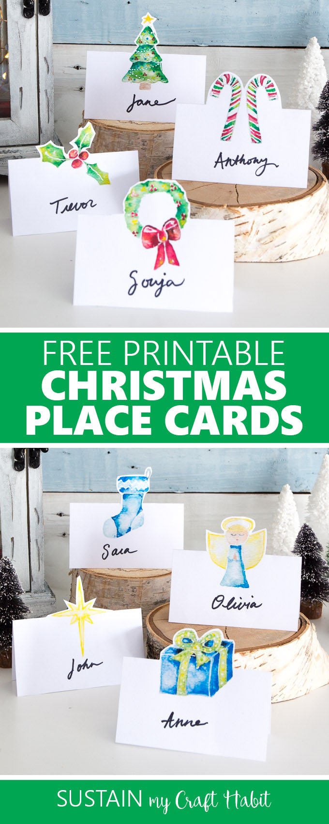 Free Printable Christmas Place Cards - Sustain My Craft Habit