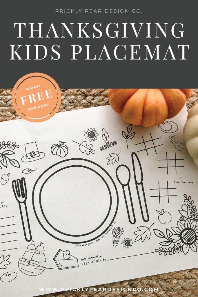 Thanksgiving Placemat/Activity Sheet for Kids - FREE printable ...