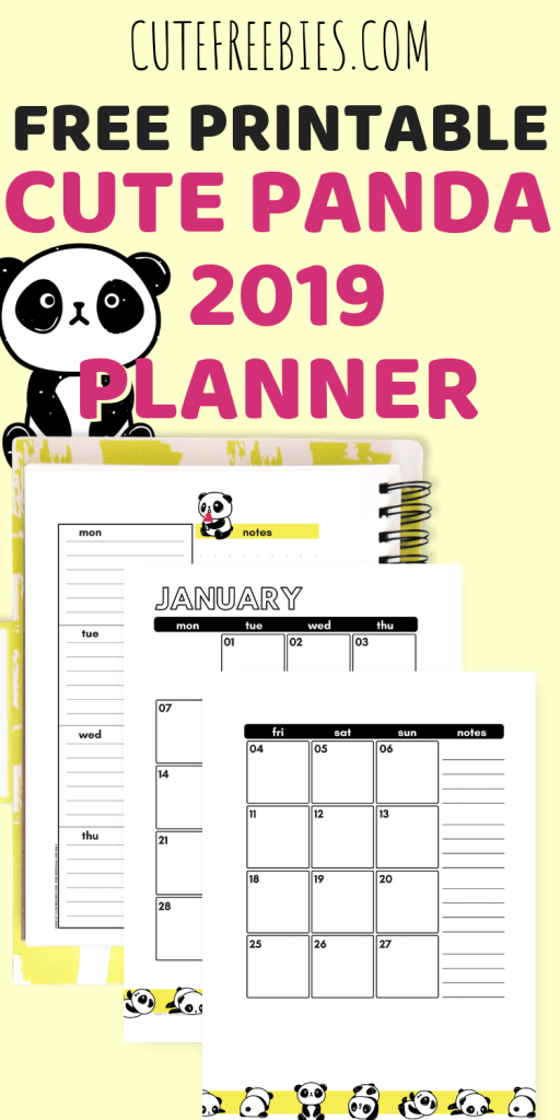 2019 Free Printable Planner - Cute Pandas! - Cute Freebies For You