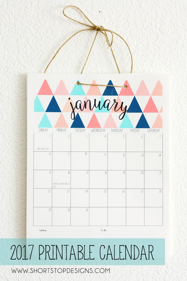 2018 Printable Calendar - Short Stop Designs