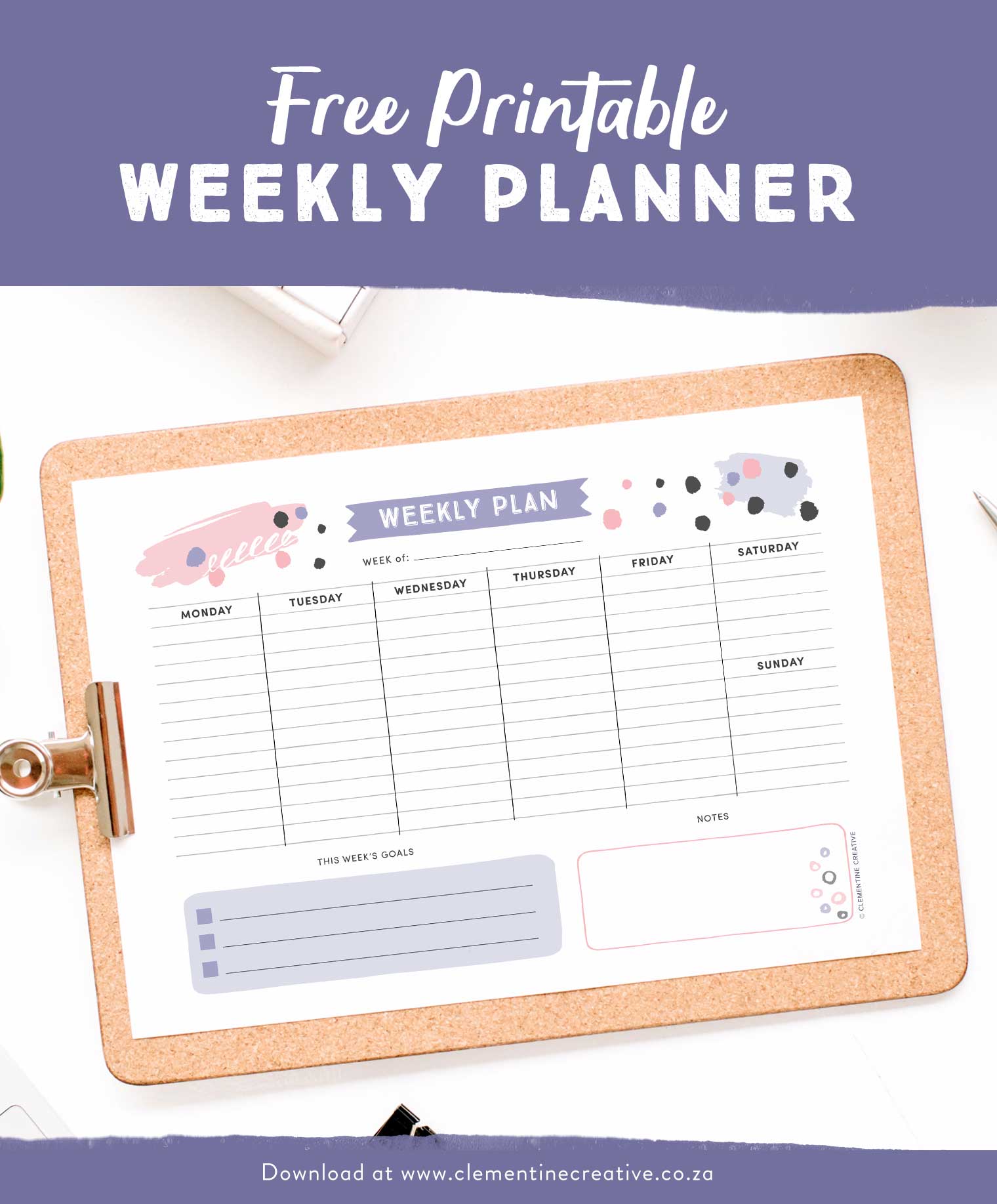 Cute Free Weekly Planner Printable PDF {Get Organized!}