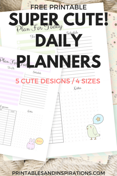 Free Printable Super Cute Daily Planners - Printables and Inspirations