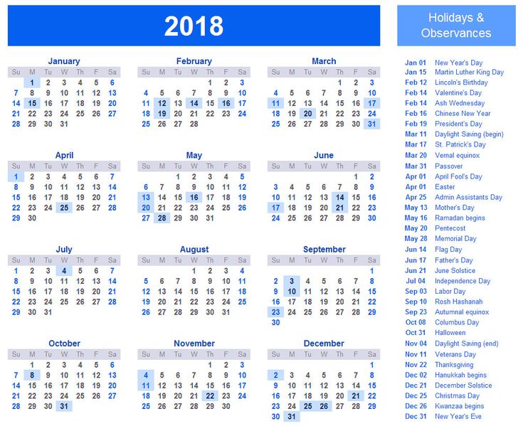 Printable Calendar 2018 | Mous Syusa