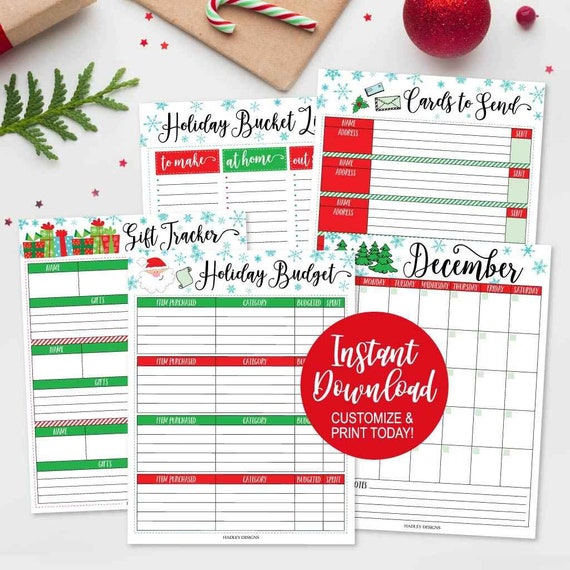 Buy Holiday Planner Template printable Gift Tracker, 2018 ...