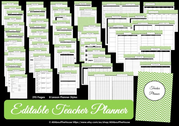 Buy BLACK EDITABLE Teacher Planner Printable School Homeschool ...