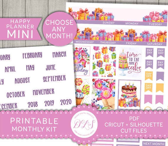 Buy Mini Happy Planner Monthly Stickers, Birthday Planner Kit ...