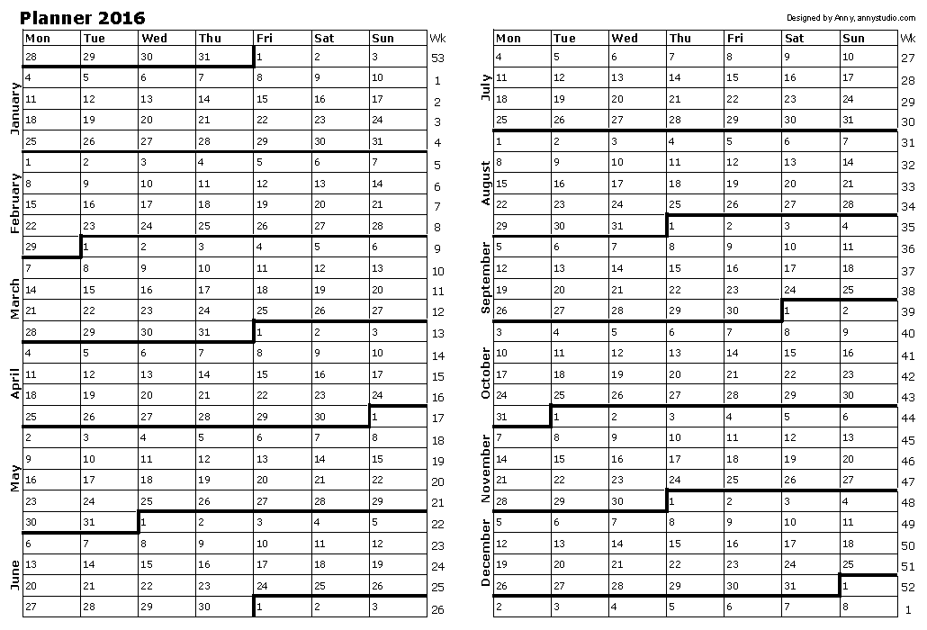 Free printable calendars and planners for 2024 and past years