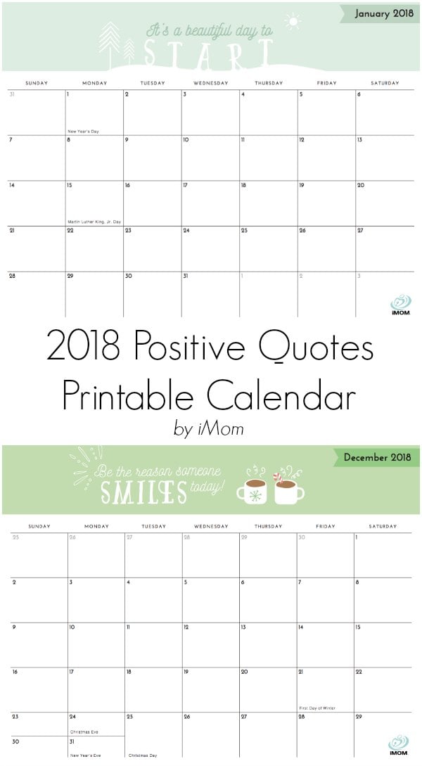 Free 2018 Calendar Printable For Download - The Suburban Mom