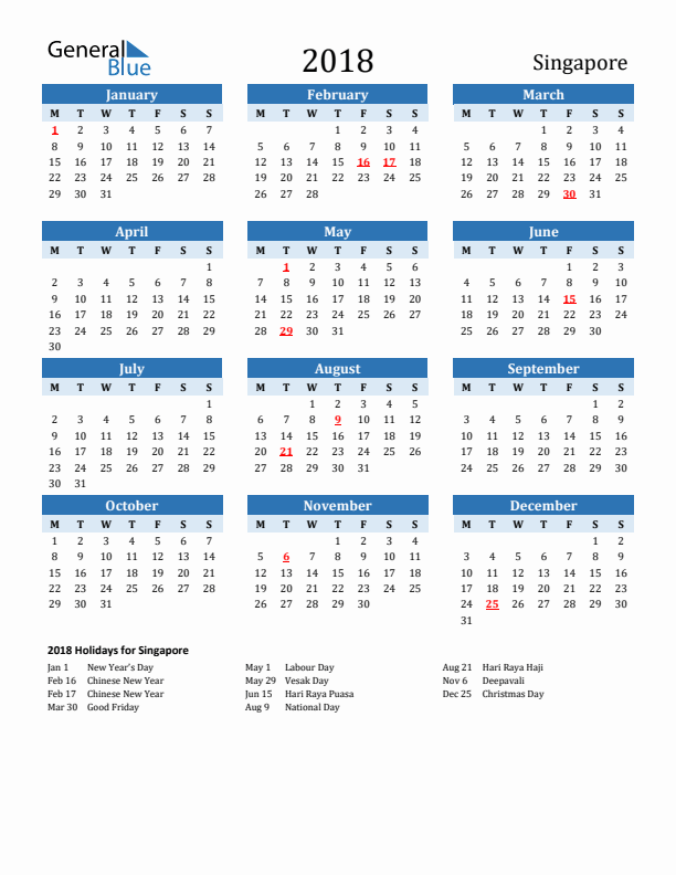 printable planner 2018 singapore