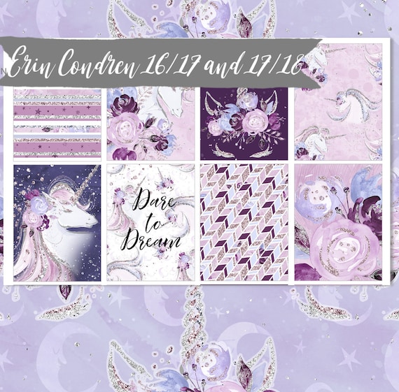 WINTER UNICORN PLANNER Stickers, Winter Printable Stickers, Purple ...