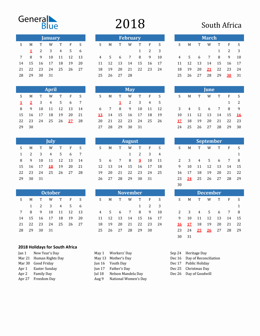 printable planner 2018 south africa
