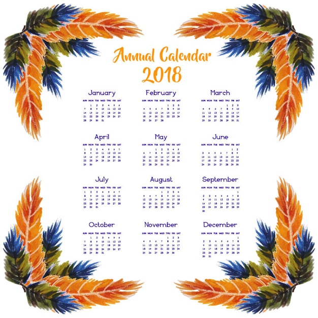 Premium Vector | Annual Calendar 2018