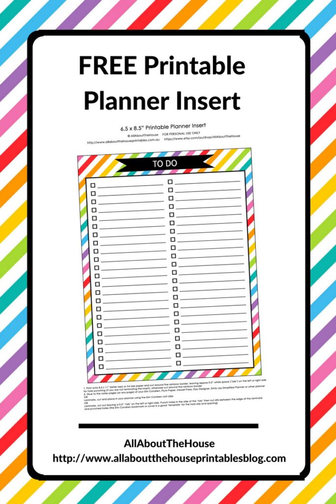 FREE Printable To Do Checklist Planner Insert (For Erin Condren or ...