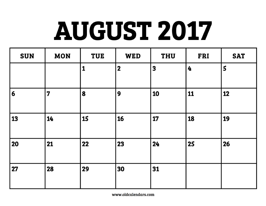 Calendar August 2017 - Printable Old Calendars