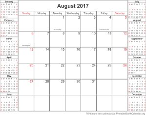 August 2017 Free Printable Calendar - Printable Blank Calendar.org