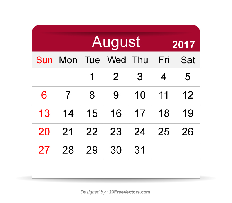 August 2017 Calendar Template by 123freevectors on DeviantArt
