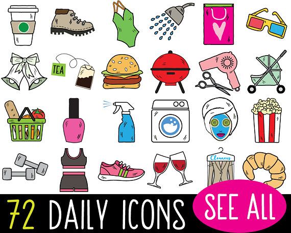 MEGA Bundle Daily Planner Sticker Clipart, Vector, Bullet Journal ...