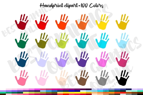 Handprints clipart, Printable Planner stickers, Children Kids baby ...