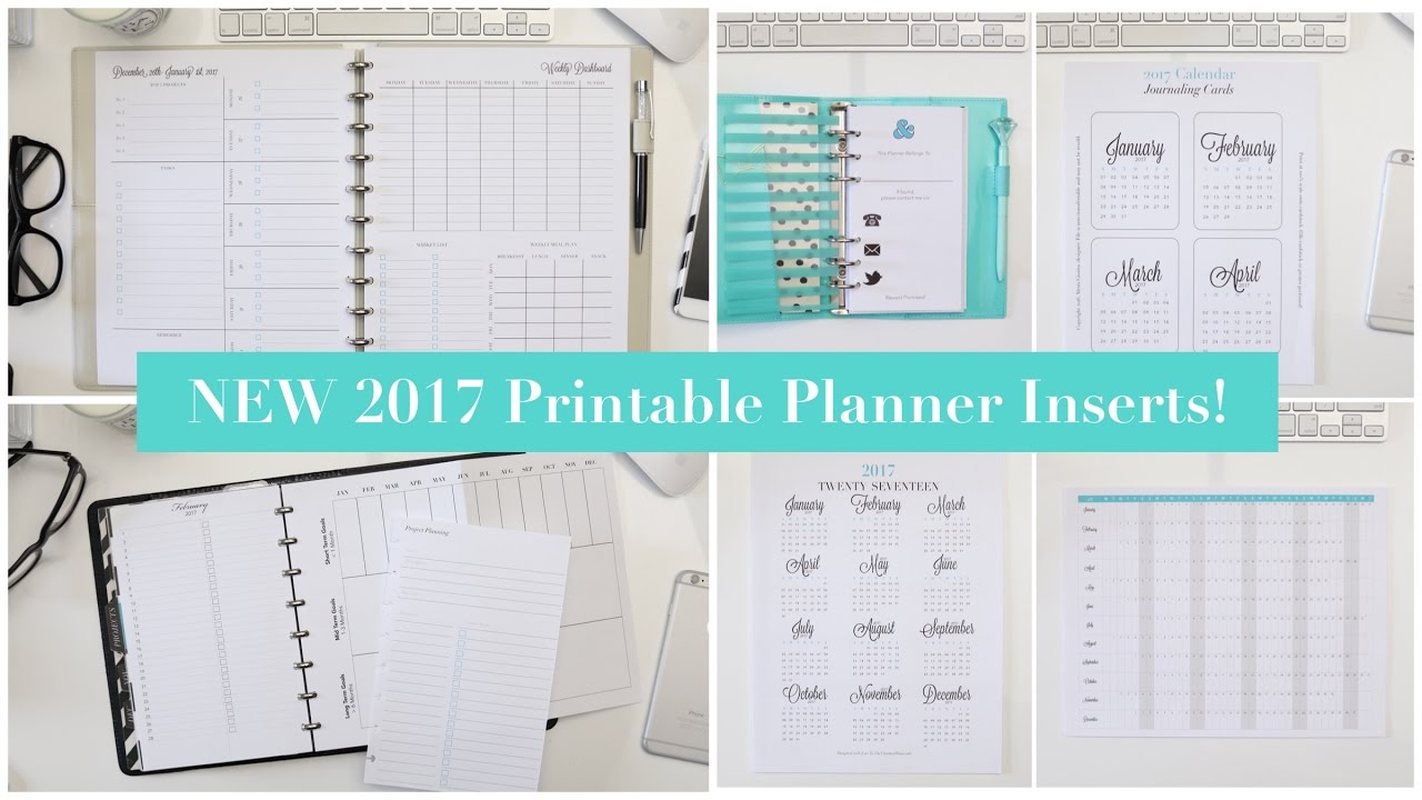 NEW 2017 Printable Planner Inserts for Filofax, Discbound, 3 Ring Binders &   More