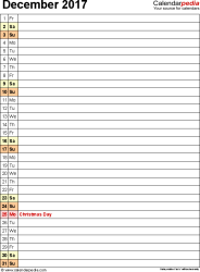 December 2017 Calendar | Templates for Word, Excel and PDF