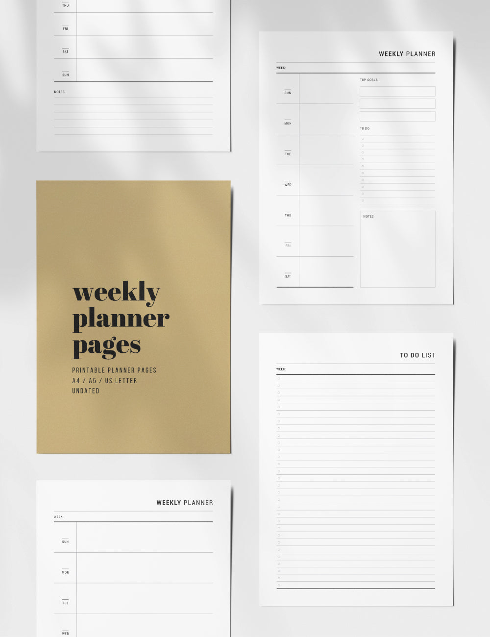 Printable Weekly Planner | Undated | A4 | A5 | US Letter | PDF + ...