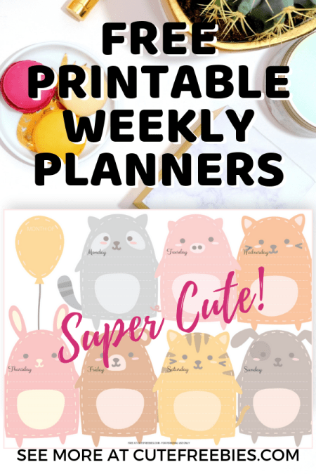 Weekly Planner Free Printable PDF - Cute Designs! - Cute Freebies ...