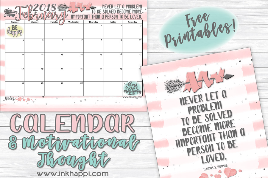 February 2018 Calendar and a thought about LOVE! - inkhappi