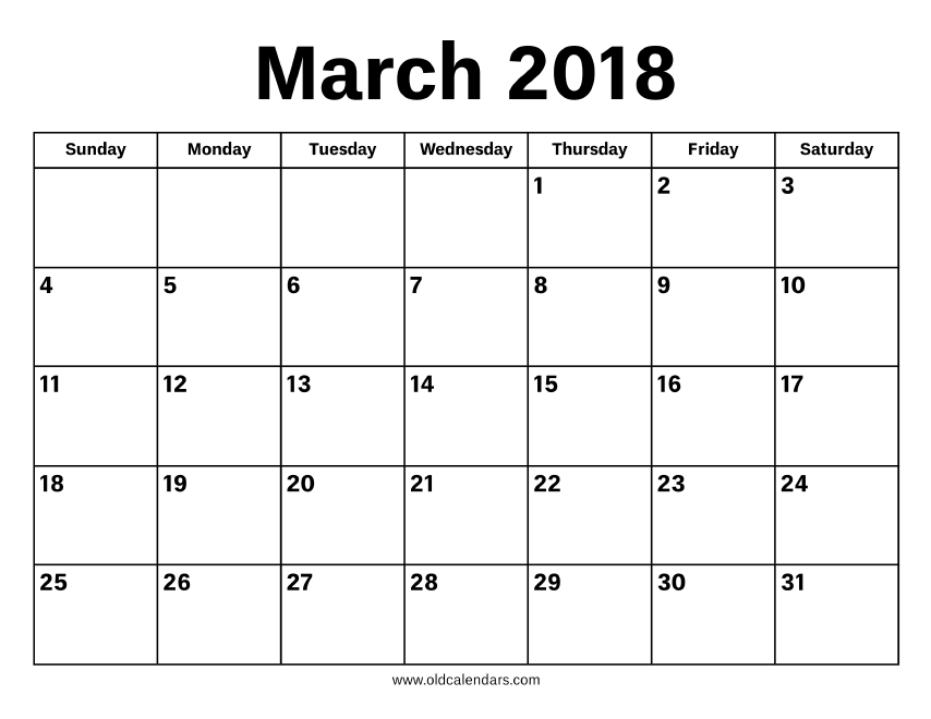 March 2018 Calendar - Printable Old Calendars