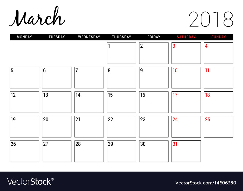 printable planner for march 2018