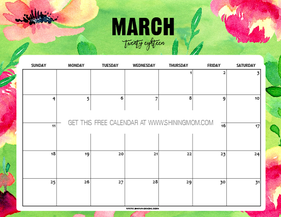 printable planner for march 2018