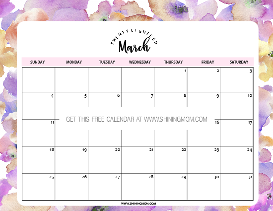 printable planner for march 2018