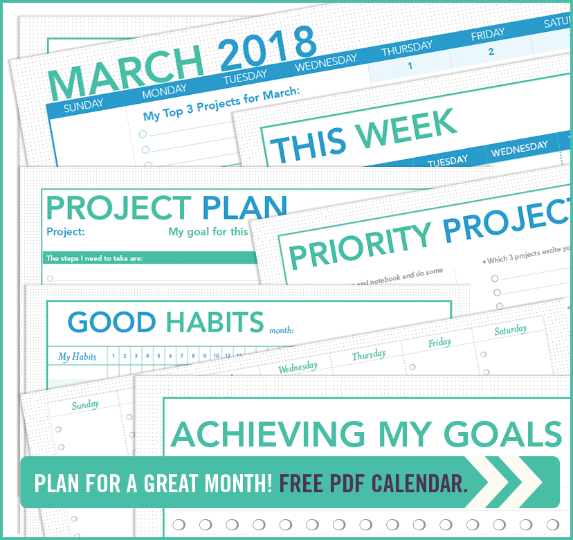 Printable Project Planner and Calendar: March 2018 - Jewels Branch