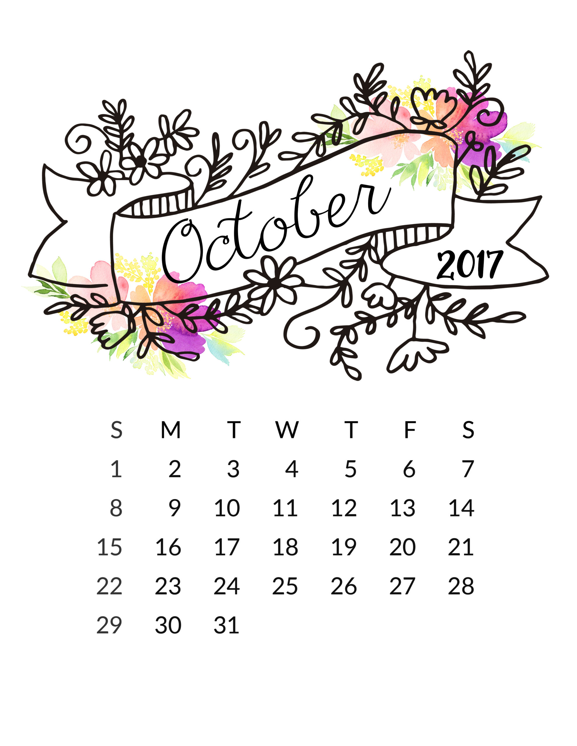Free 2017 Printable Calendar! - Free Pretty Things For You