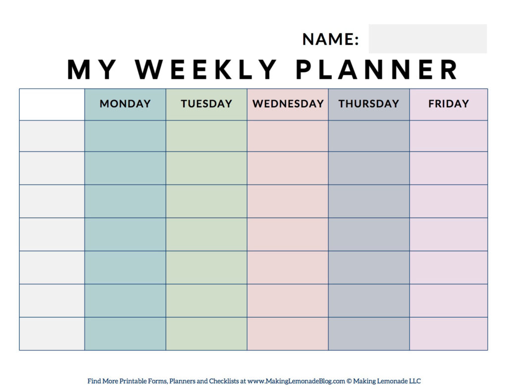 printable planner for students