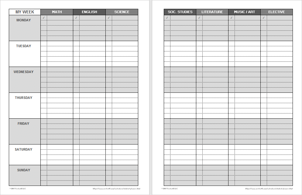 printable planner for students
