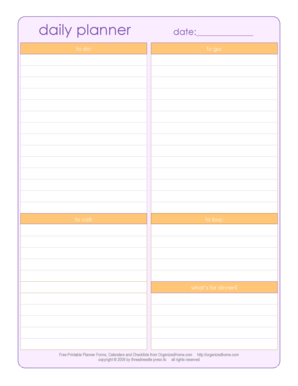 free printable daily planner Forms and Templates - Fillable ...