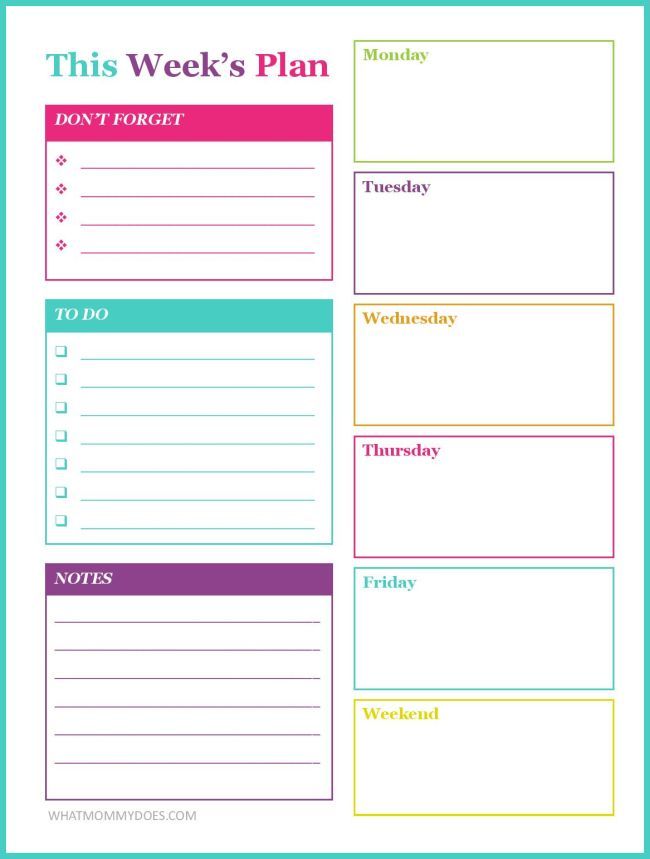 Free Printable Weekly Planner - Worksheets Library