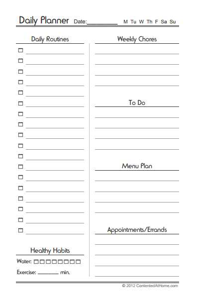 printable planner half size