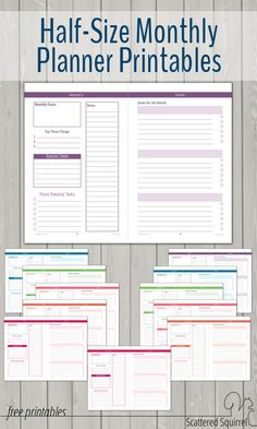 printable planner half size